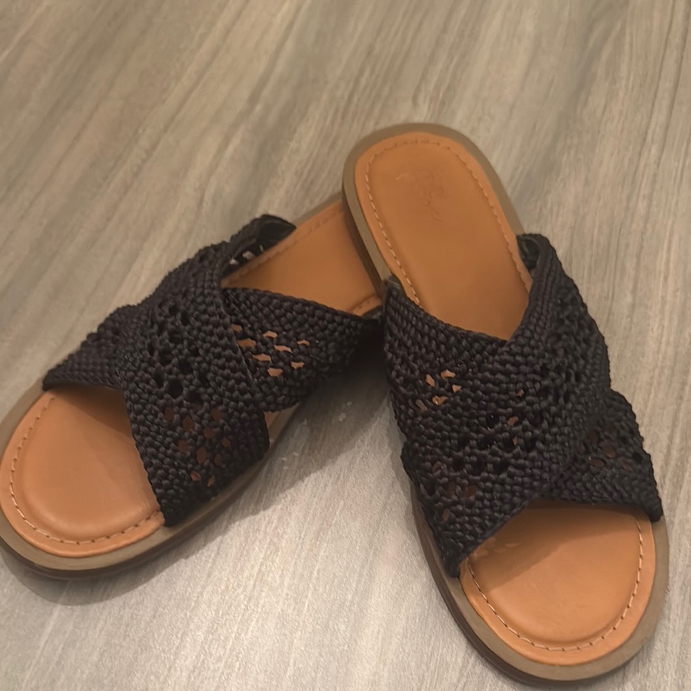 Women's Black Woven Sandals- size 11